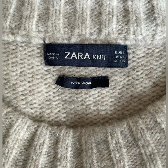Zara Wool Blend Sweater in Light Gray Beige Size S - Picture 6 of 9
